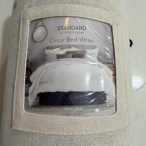 Standard Textile Circa Bed Wrap Sea Blue Twin Modern Bed Skirt New NWT